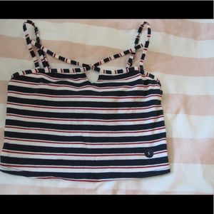 Hollister red white and blue crop top